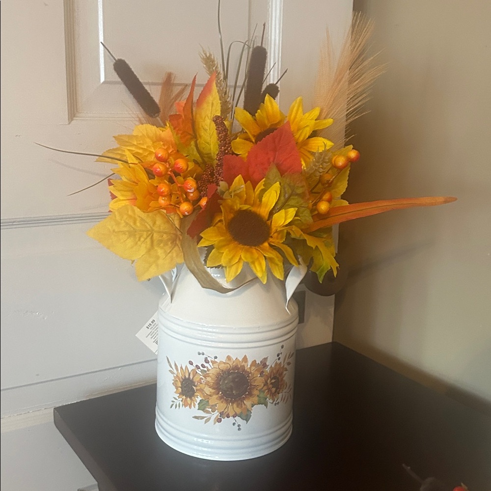 Sunflower Decorative Vase with Fall Accents
